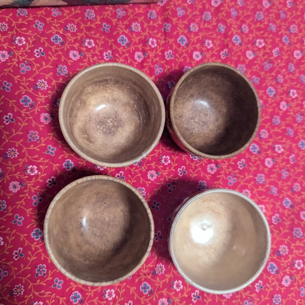 Vintage Japanese Teacups Double Walled Soma-yaki Yunomi Set of 4‎